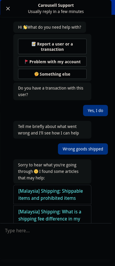 Carousell Support Chatbot