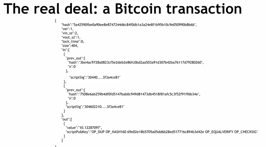 A real bitcoin transaction data