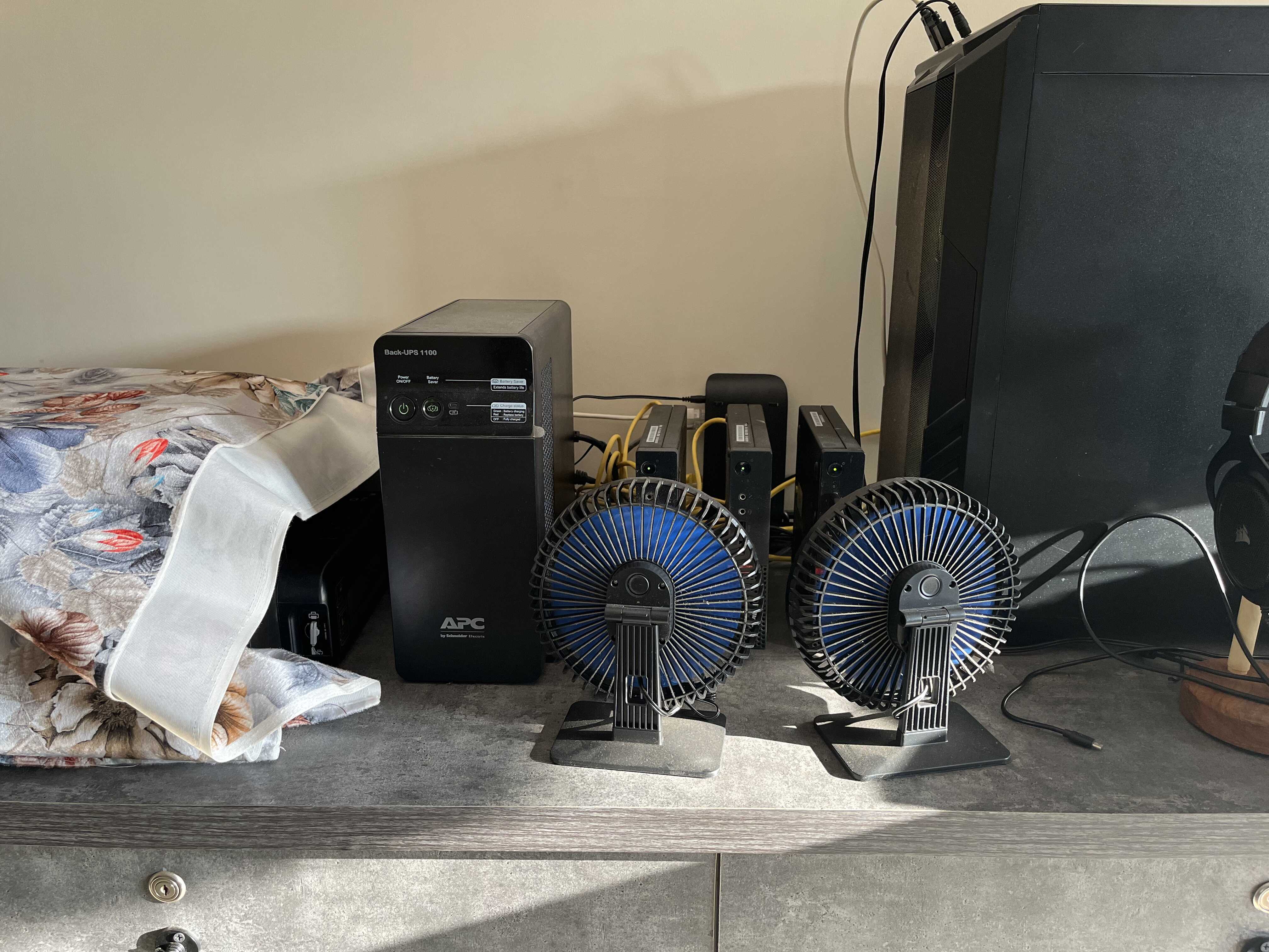 3 ThinkCenters with fan cooling