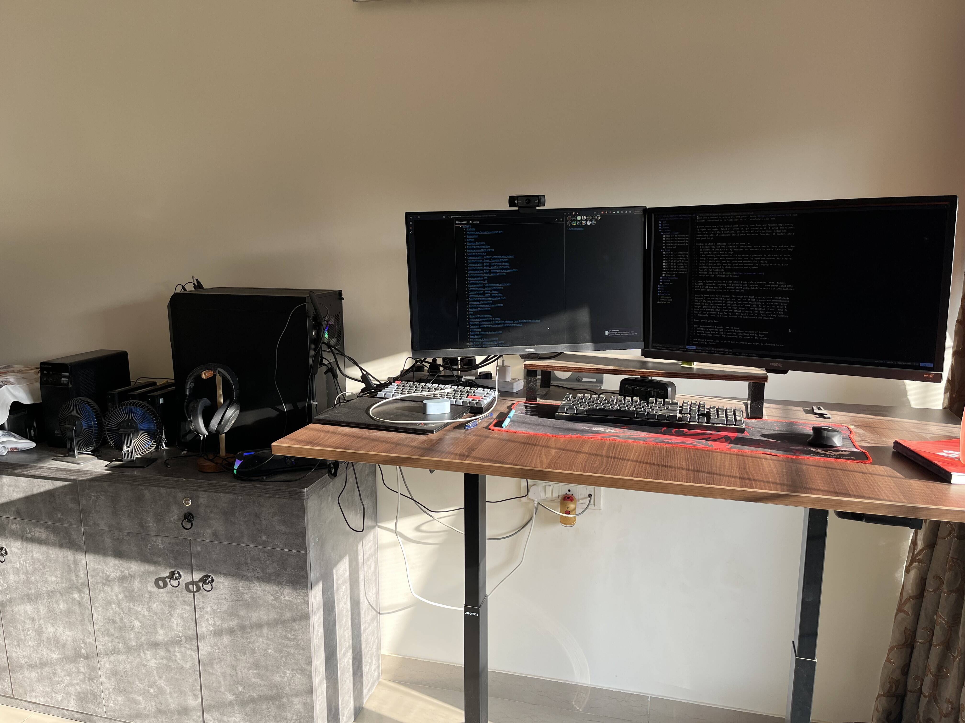 My workstation with PC build and homelab